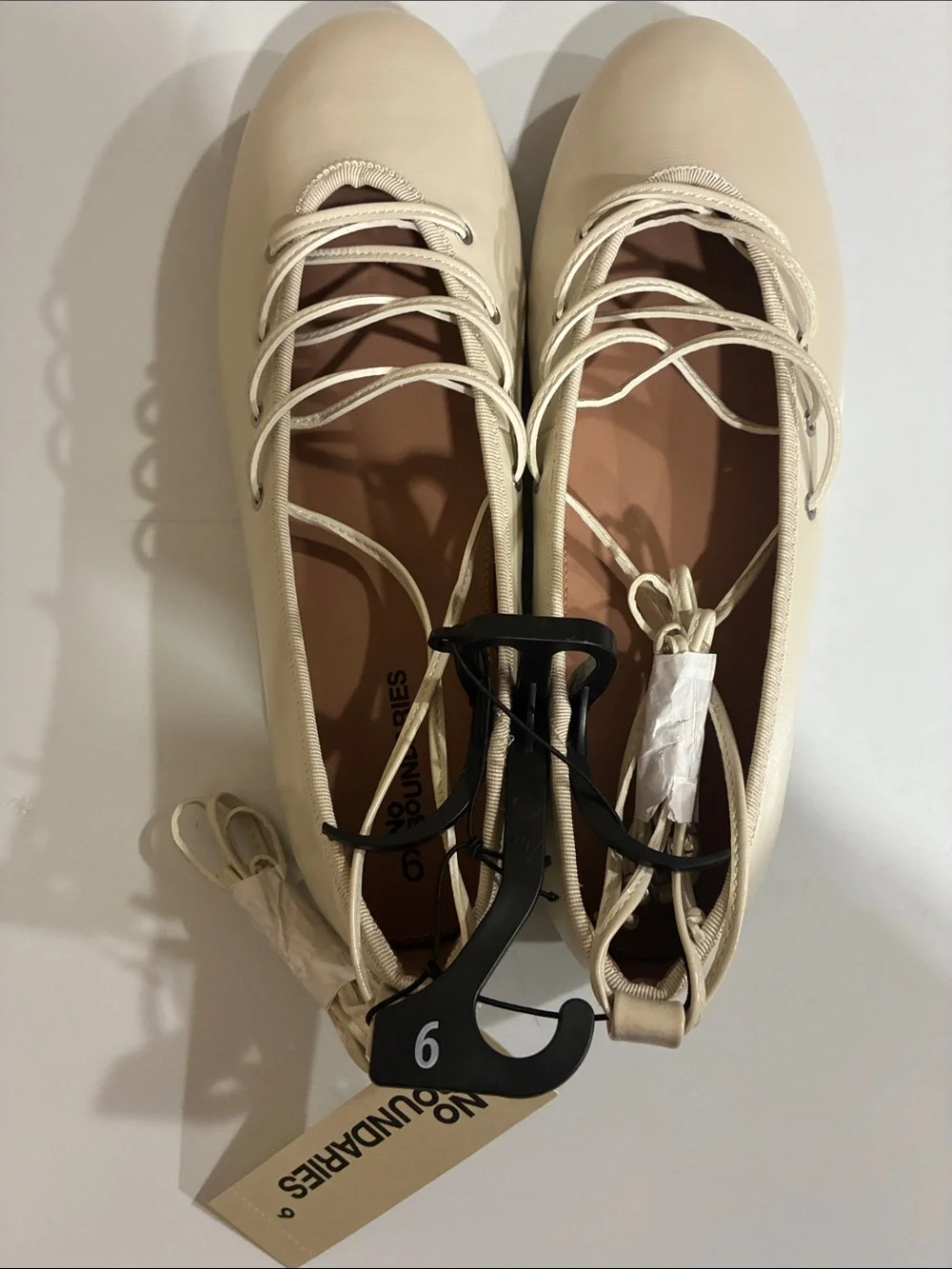 No Boundaries Ivory Lace-Up Ballet Flats